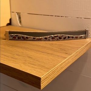 Leopard print, grey, studded bracelet